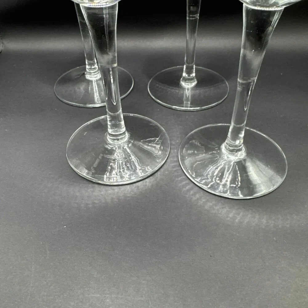 Etched Frosted Calla Lily Balloon Wine Glasses Set Of 4